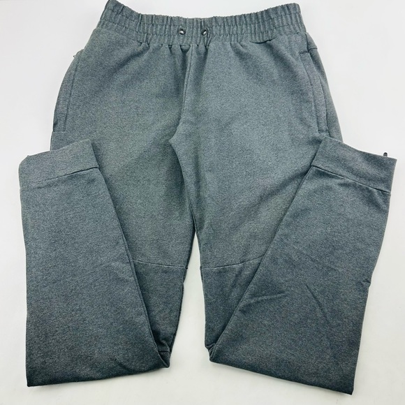 Alphalete Zipper Ankle Reflective Jogger Embroidered Back Waistband Heather Grey - Picture 2 of 13